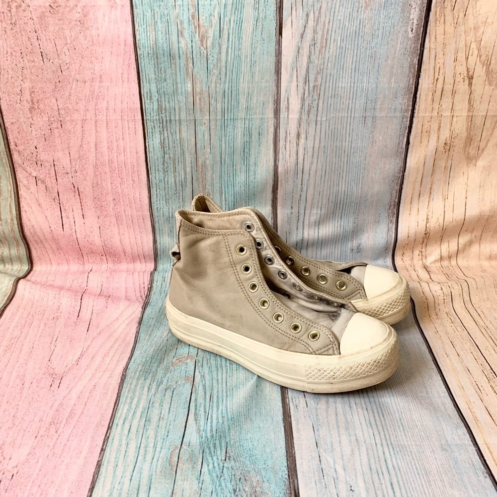 Gray high top platform converse NO SHOE LACES size 5.5 - Picture 7 of 11